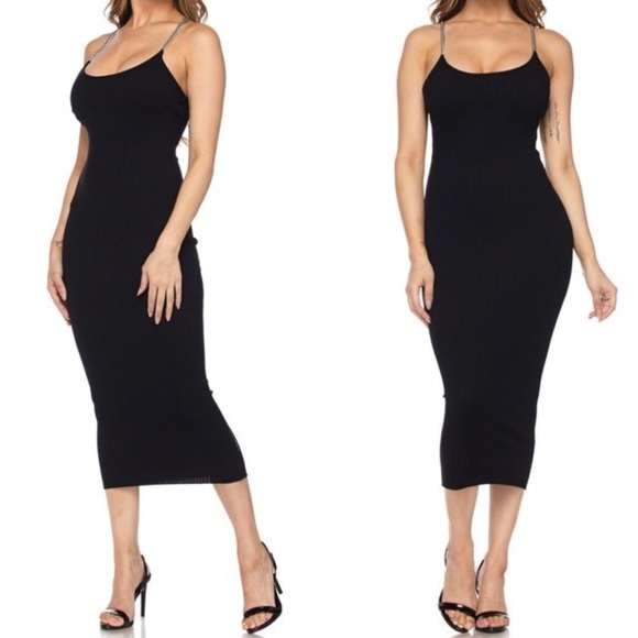 LAST ONE!!PRICE FRM chain strap midi bodycon dress - Picture 3 of 3
